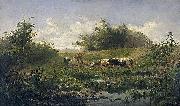 Gerard Bilders Cows at a pond USA oil painting artist